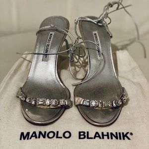 Manolo Blahnik Silver Strappy Wedding Heels